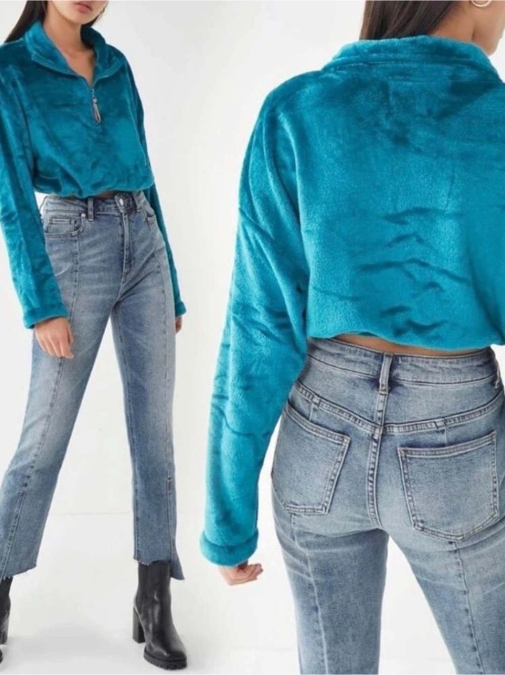 Urban Outfitters Cropped Half-Zip Fleece